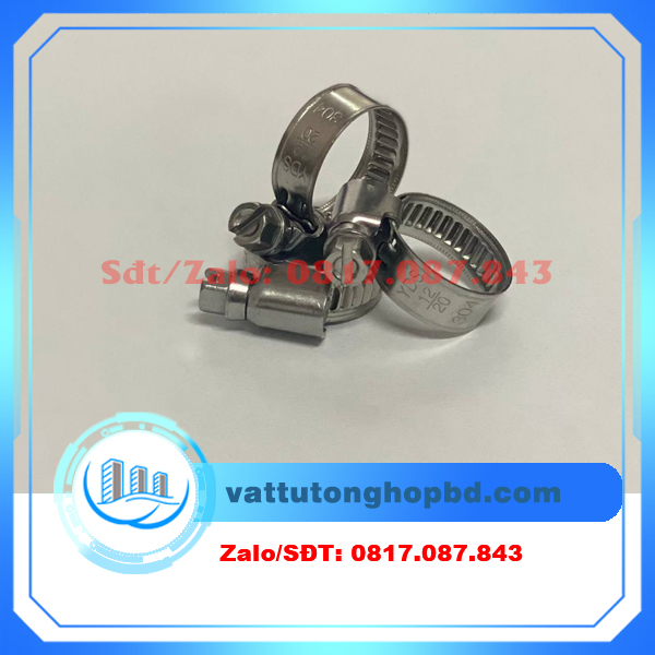 Đai siết cổ dê inox 304 vặn vít đường kính 10mm-80mm (sẵn)