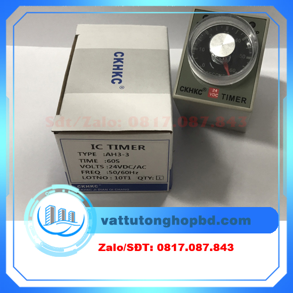 Rơ le thời gian AH3-3 60S 24VDC/220VAC