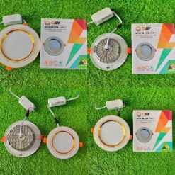 Đèn Led Âm Trần 3 Chế Độ Viền Vàng, 7W